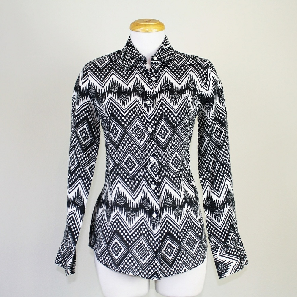J. Crew Diamond Ikat Boy Fit Button Down - Picture 2 of 5